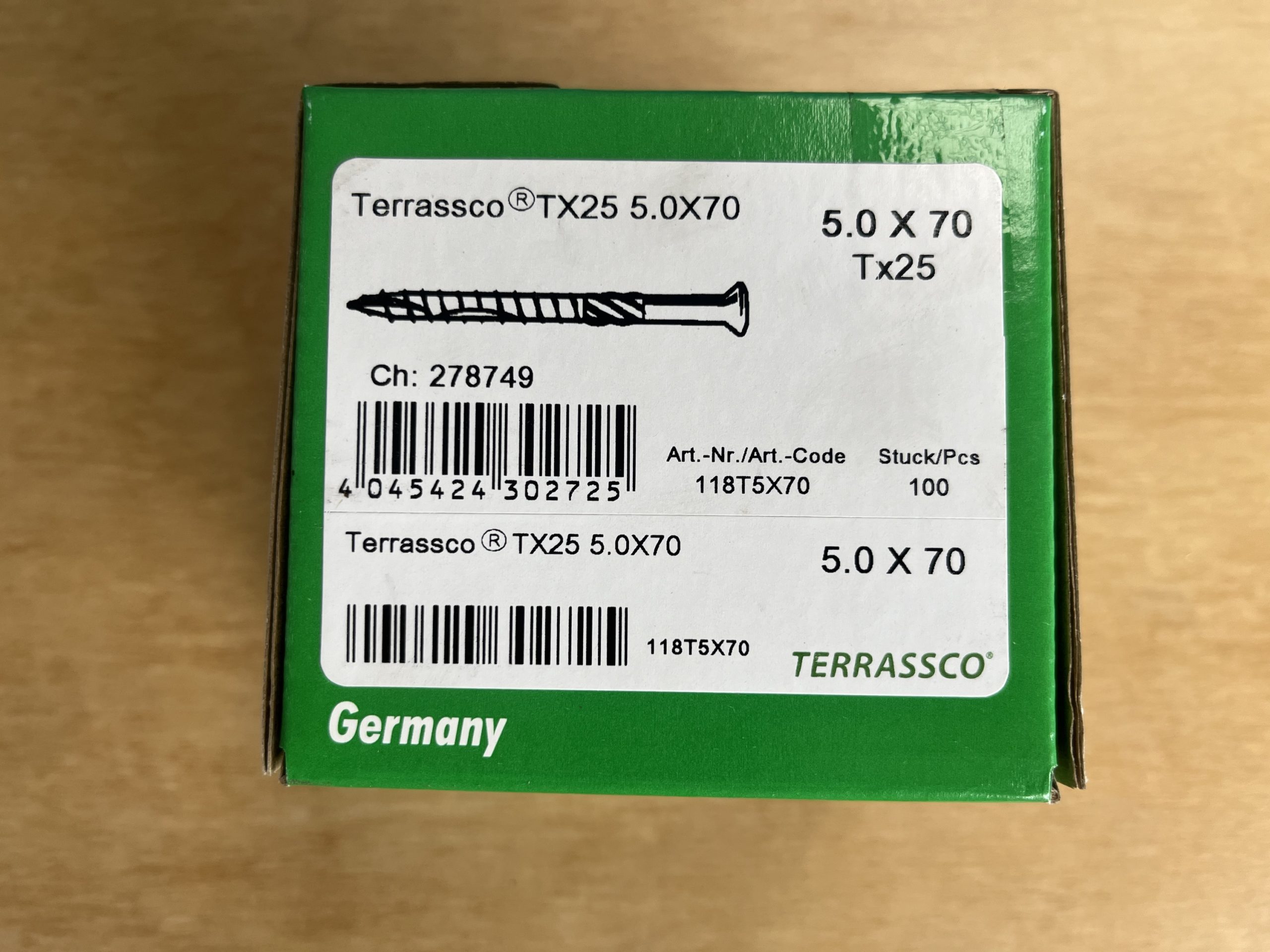 Terrassco TX20 5.0x70 vlonderplankschroeven - 100st - Afbeelding 2